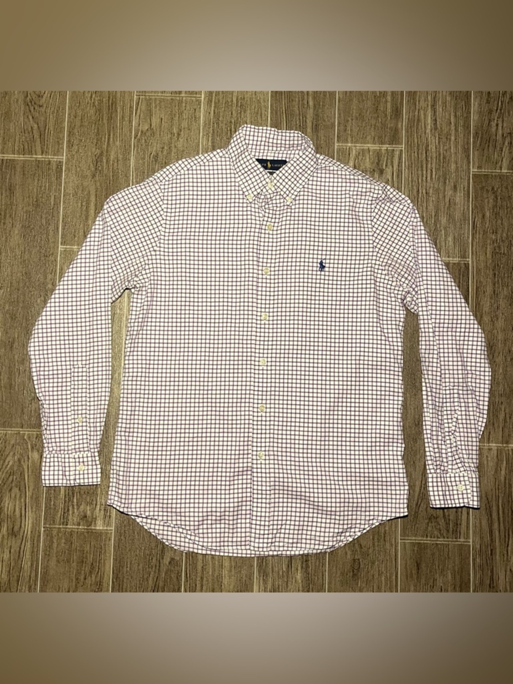Ralph Lauren Classic Fit Purple Gingham Long Sleeve Button Shirt Men’s Small